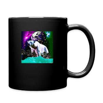 Eisbär im universum mit palmen meer - Tasse einfarbig - Schwarz - Rechts