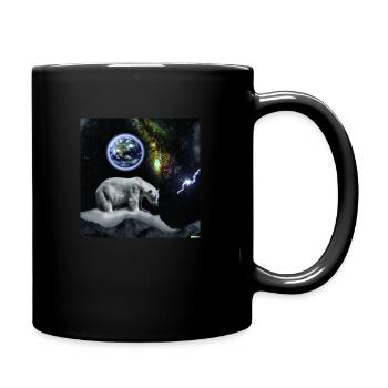 Eisbär im universum - Tasse einfarbig - Schwarz - Rechts