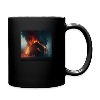 Großes Gebäude in Brand - Tasse einfarbig - Schwarz - Rechts