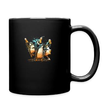 Lustige Bier Pinguin Party - Tasse einfarbig - Schwarz - Rechts
