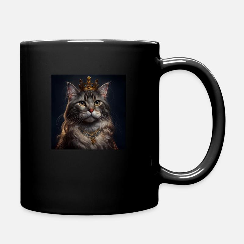 CAT avec KRONE, KING, art moderne, design - Mug uni - noir