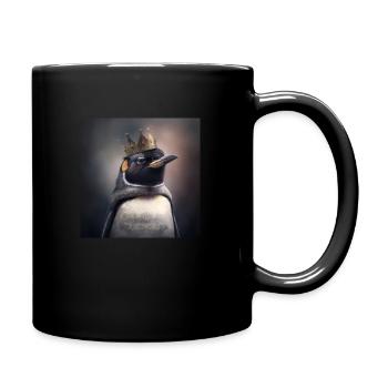 PENGUIN with KRONE, KING, modern art, design - Full Colour Mug - black - Right