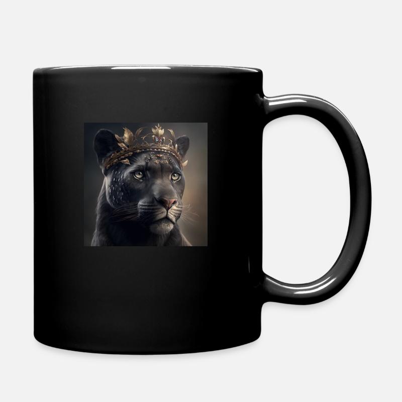 LÖWE mit KRONE, KÖNIG, moderne Kunst, Design - Tasse einfarbig - Schwarz