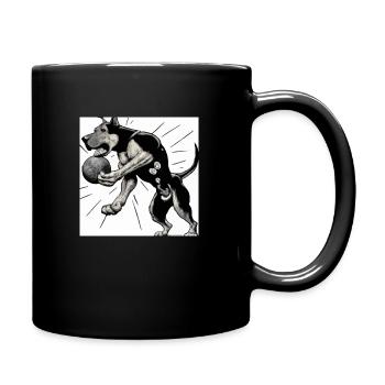 a dog with a ball illustroke - Full Colour Mug - black - Right
