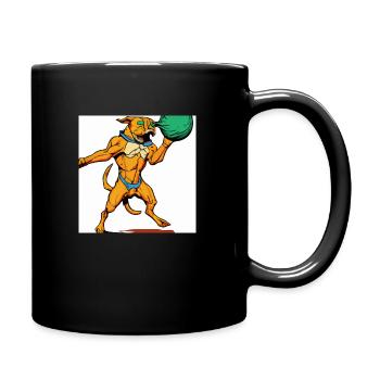 a dog with a ball illustroke 3 - Full Colour Mug - black - Right