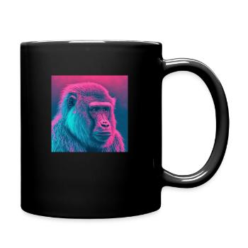 BABOON MONKEY VAPORWAVE, art moderne, couleurs néon - Mug uni - noir - Droite
