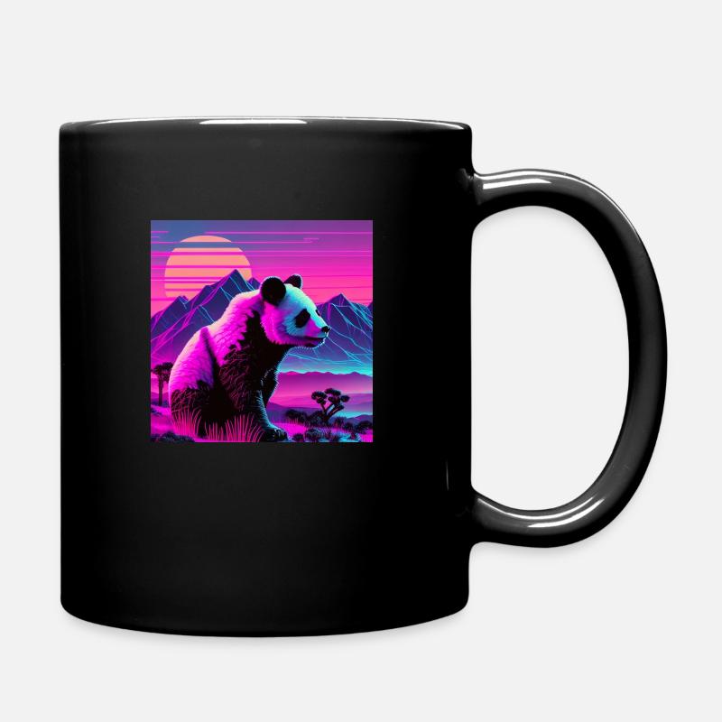 PANDA VAPORWAVE, modern art, neon colors - Full Colour Mug - black