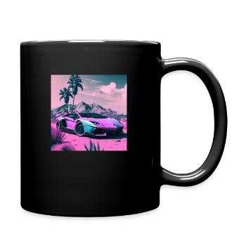 AVENTADOR VAPORWAVE, moderne Kunst mit Neon Farben - Tasse einfarbig - Schwarz - Rechts