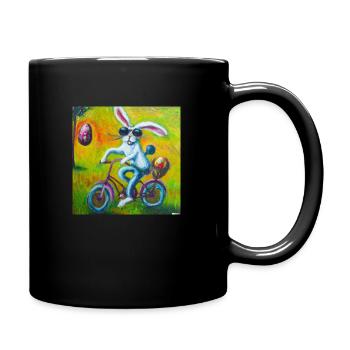 Easter bunny with Easter eggs - Full Colour Mug - black - Right