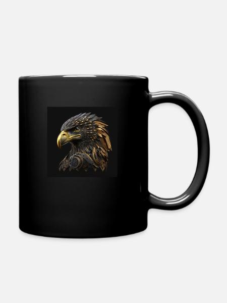 Mechanischer Adler, Gold, atemberaubende Kunst - Tasse einfarbig - Schwarz