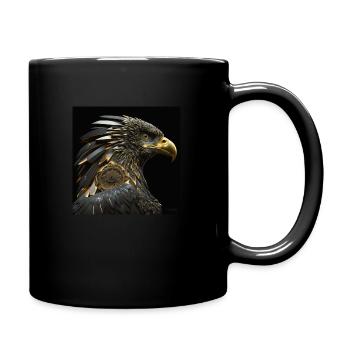Mechanischer Adler, Gold, atemberaubende Kunst - Tasse einfarbig - Schwarz - Rechts