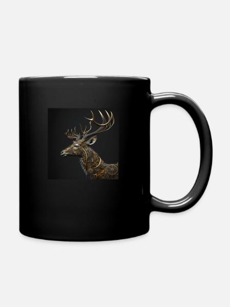 Mechanical eagle, gold, breathtaking art - Full Colour Mug - black