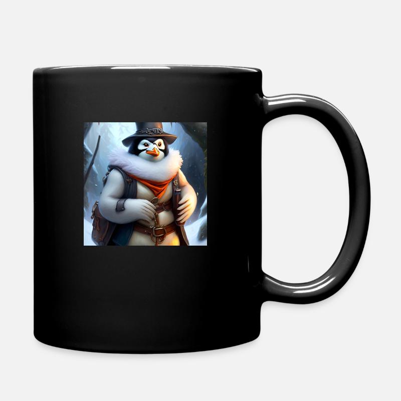 Pinguin Krieger im Winter - Tasse einfarbig - Schwarz