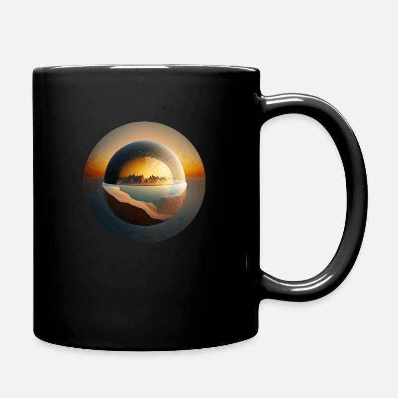 Flache Erde Fantasy Geschenk - Tasse einfarbig - Schwarz