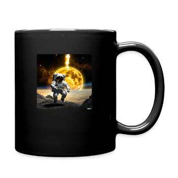 Astronaut im Universum - Tasse einfarbig - Schwarz - Rechts