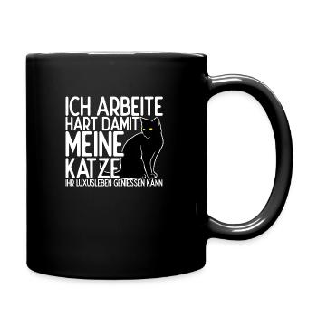 Katze Kätzchen Haustiere Geschenk Katzenfan Katzen - Tasse einfarbig - Schwarz - Rechts