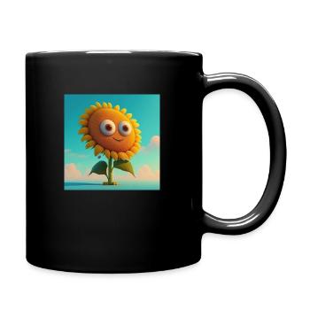 A sunflower with a cute character - Full Colour Mug - black - Right