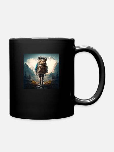 FOX0610 Bergsteigen - Tasse einfarbig - Schwarz