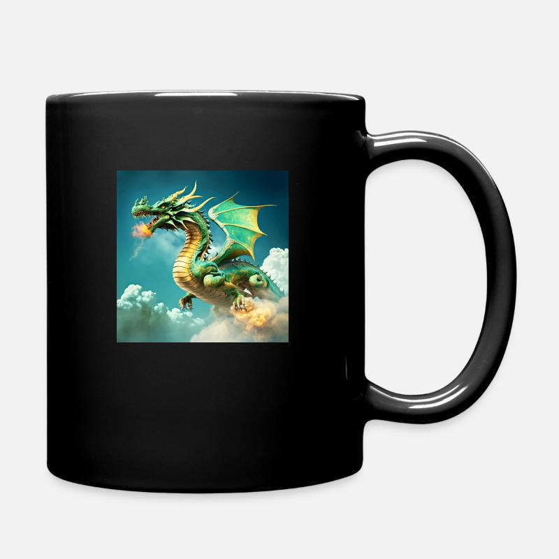 FOX0610 green dragon - Tasse einfarbig - Schwarz