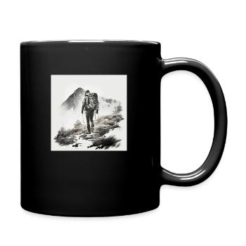 FOX0610 Wandern - Tasse einfarbig - Schwarz - Rechts