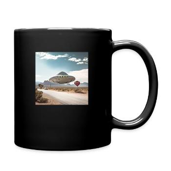 RIESIGES UFO in Nevada AREA 51 - Tasse einfarbig - Schwarz - Rechts