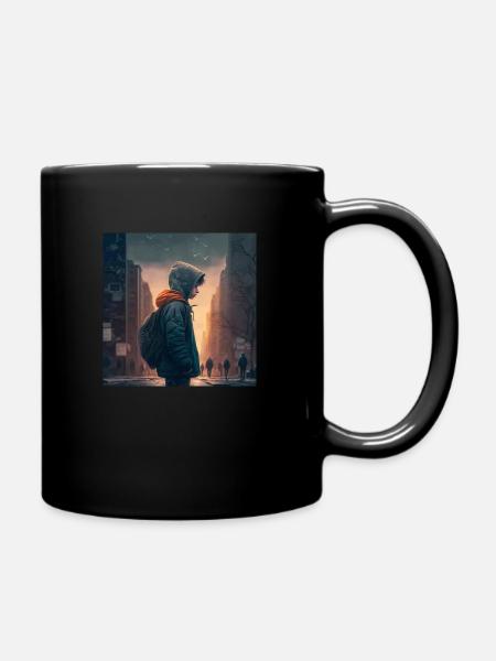 Teenage boy walk alone in the middle of the city - Tasse einfarbig - Schwarz