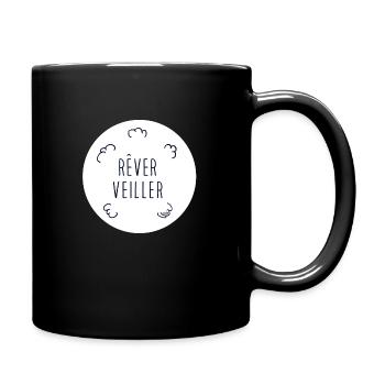 Rêver veiller sur fond blanc rond - Mug uni - noir - Droite
