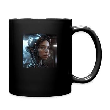 A Female Cyborg With A Beautiful Face - Full Colour Mug - black - Right