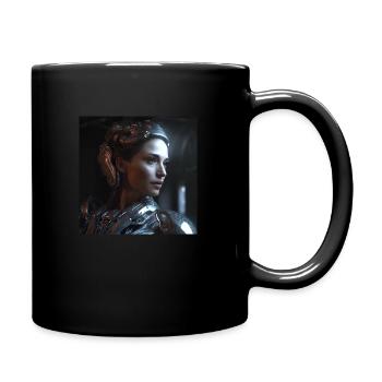 a female cyborg with a beautiful face - Full Colour Mug - black - Right