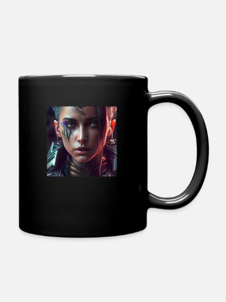 Female Warrior - Tasse einfarbig - Schwarz