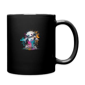 Regenbogen-Roboter zum Knuddeln - Tasse einfarbig - Schwarz - Rechts