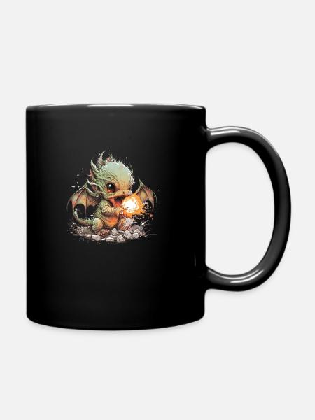 Flaming Baby Dragon Sweet Terror - Full Colour Mug - black