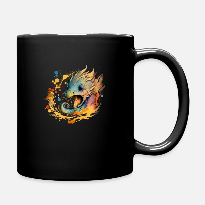 Rainbow Fire Dragon - Full Colour Mug - black