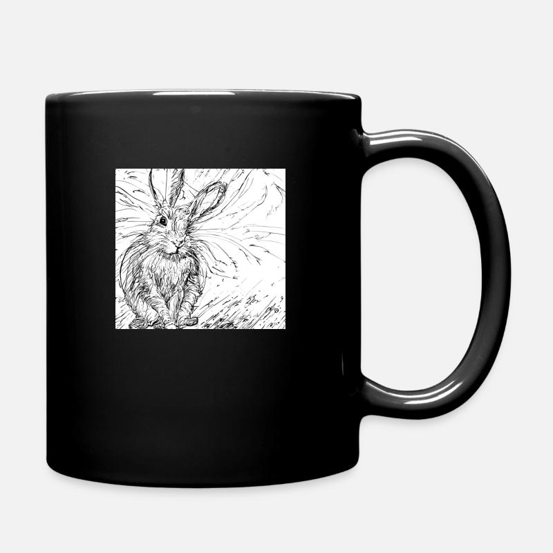 Gezeichneter Hase - Tasse einfarbig - Schwarz