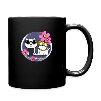 süße katzen beste freunde - Tasse einfarbig - Schwarz - Rechts