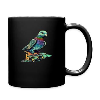 Skater Taube cool Hipster normal guy bunt Berlin - Tasse einfarbig - Schwarz - Rechts