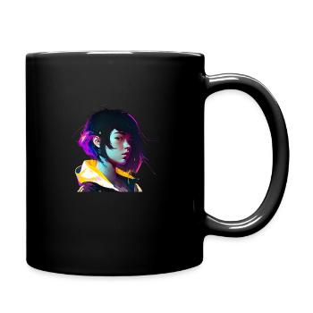 Futuristic portrait of a woman - Full Colour Mug - black - Right