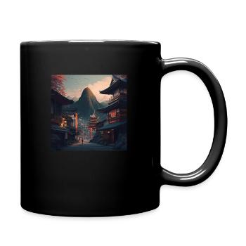 Japanische Stadt - Tasse einfarbig - Schwarz - Rechts
