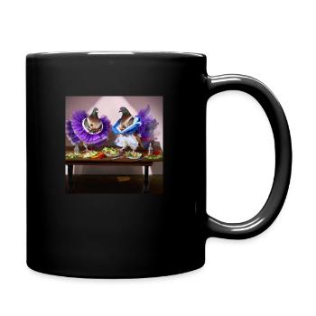 Tauben machen Salat - Tasse einfarbig - Schwarz - Rechts
