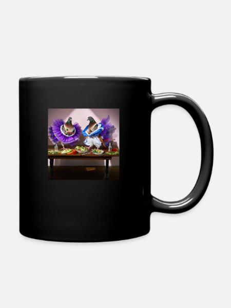 Tauben machen Salat - Tasse einfarbig - Schwarz