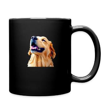 origami d'un chien golden retriever heureux - Mug uni - noir - Droite