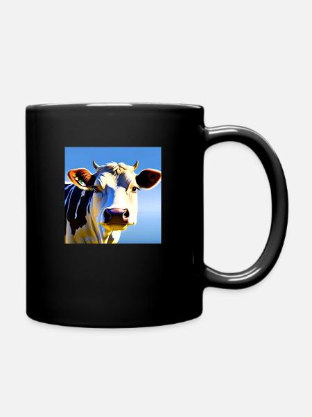 Kuh mit Hörnern - Tasse einfarbig - Schwarz