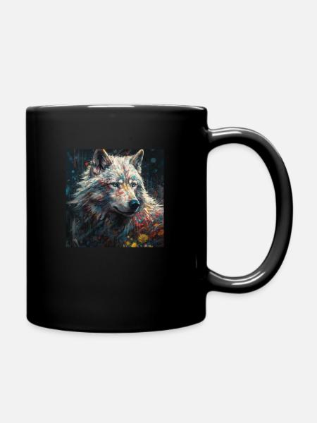 Wolf of Thousend Colors3 - Full Colour Mug - black