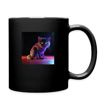 Neon Cat 1 - Full Colour Mug - black - Right