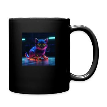 Neon Cat 3 - Full Colour Mug - black - Right