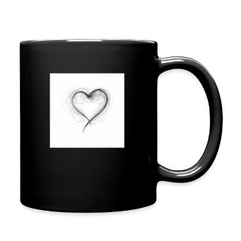 romantisches geschwungenes Herz für Valetninstag - Tasse einfarbig - Schwarz - Rechts
