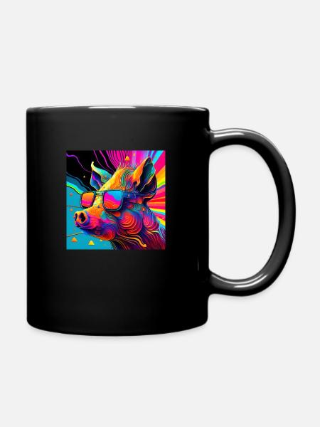 Cool Pig Roi Psychédélique - Mug uni - noir