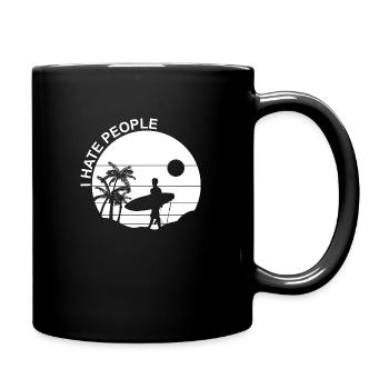 Surfing Surfboard Surfer Geschenkidee - Tasse einfarbig - Schwarz - Rechts