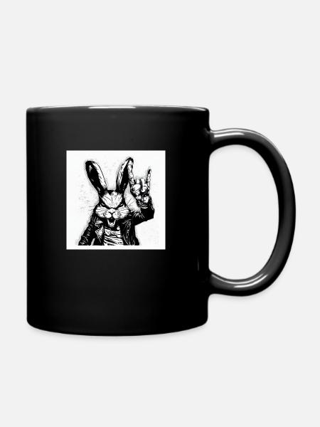 Rock it, Rabbit - Tasse einfarbig - Schwarz