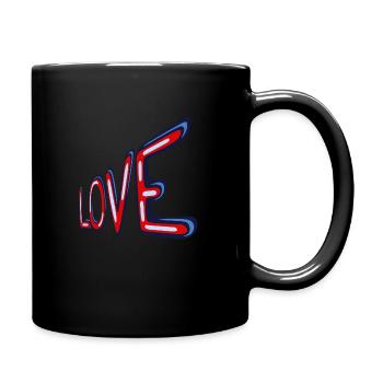 Love Aufschrift mit größer werdenden Buchstaben - Tasse einfarbig - Schwarz - Rechts